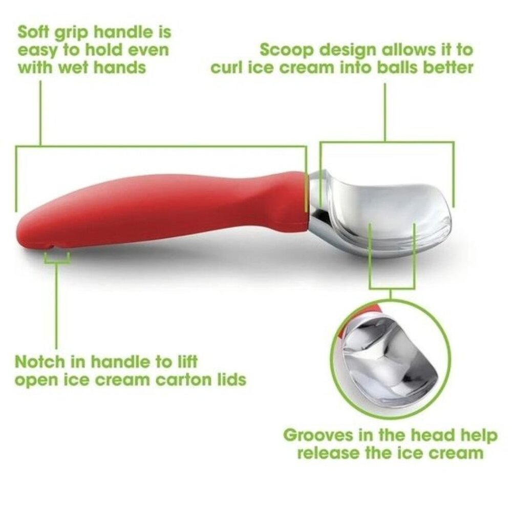 Spring Chef Ice Cream Scoop with Soft Grip Handle